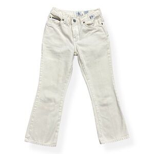 Vintage 1990s Calvin Klein Girls Youth Off White Cream Bootcut Denim Jeans